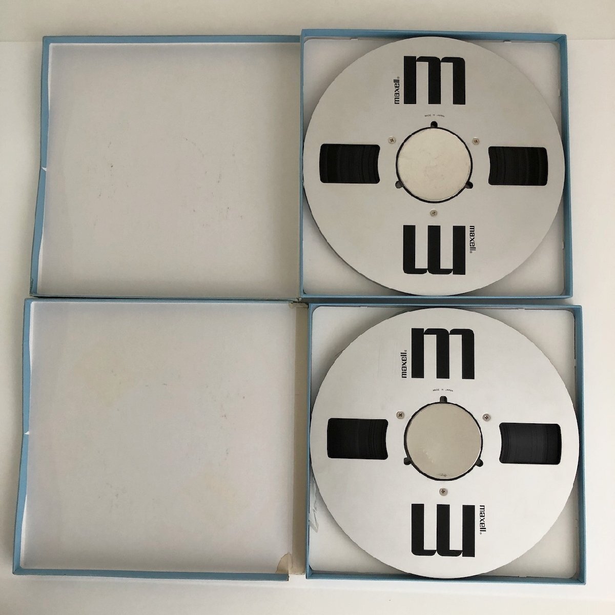 オープンリールテープ 10号 MAXELL 50-120B XLⅠ BQ メタルリール MR-10 元箱付き 2本セット 使用済み 現状品 (501-1)の画像3