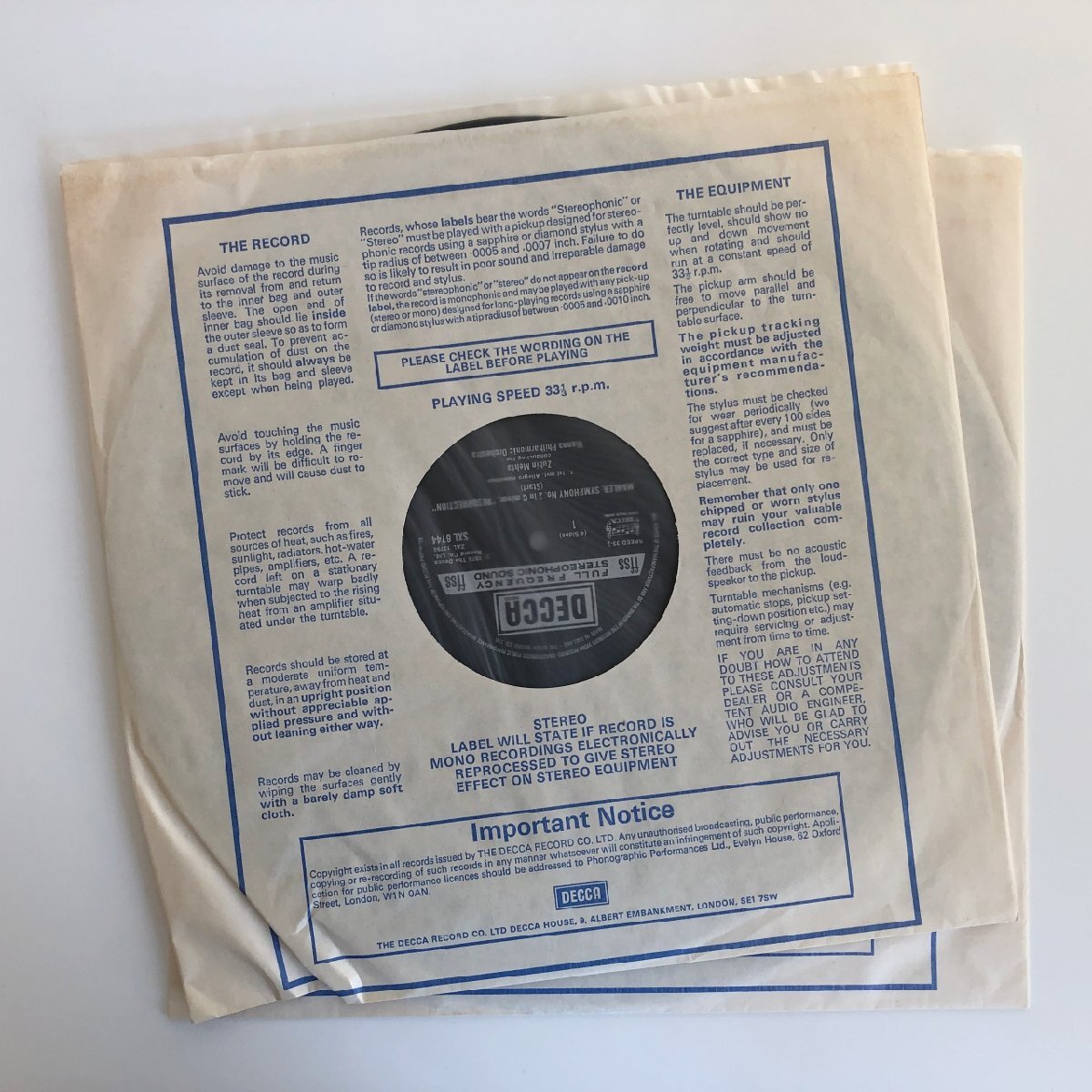 LP / イレアナ・コトルバシュ、メータ / マーラー：交響曲第2番「復活」 / UK盤 オリジナル 2枚組 ED4 DECCA SXL6744/5 40509_画像5