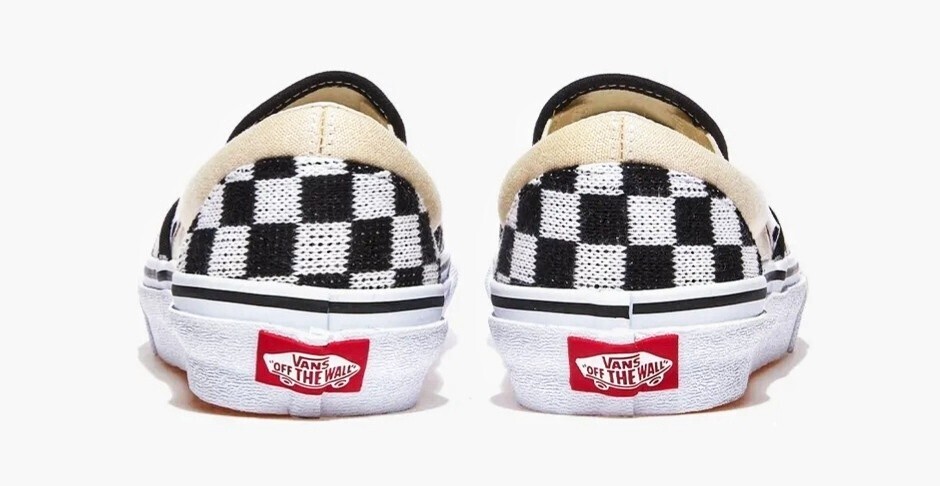 最値!新品!定7700円!名作ニットチェッカー!バンズ【VANS】CF クラシック高級スリッポン スニーカー!ブラック×ホワイト!黒白 26.5cm 箱付き_画像6