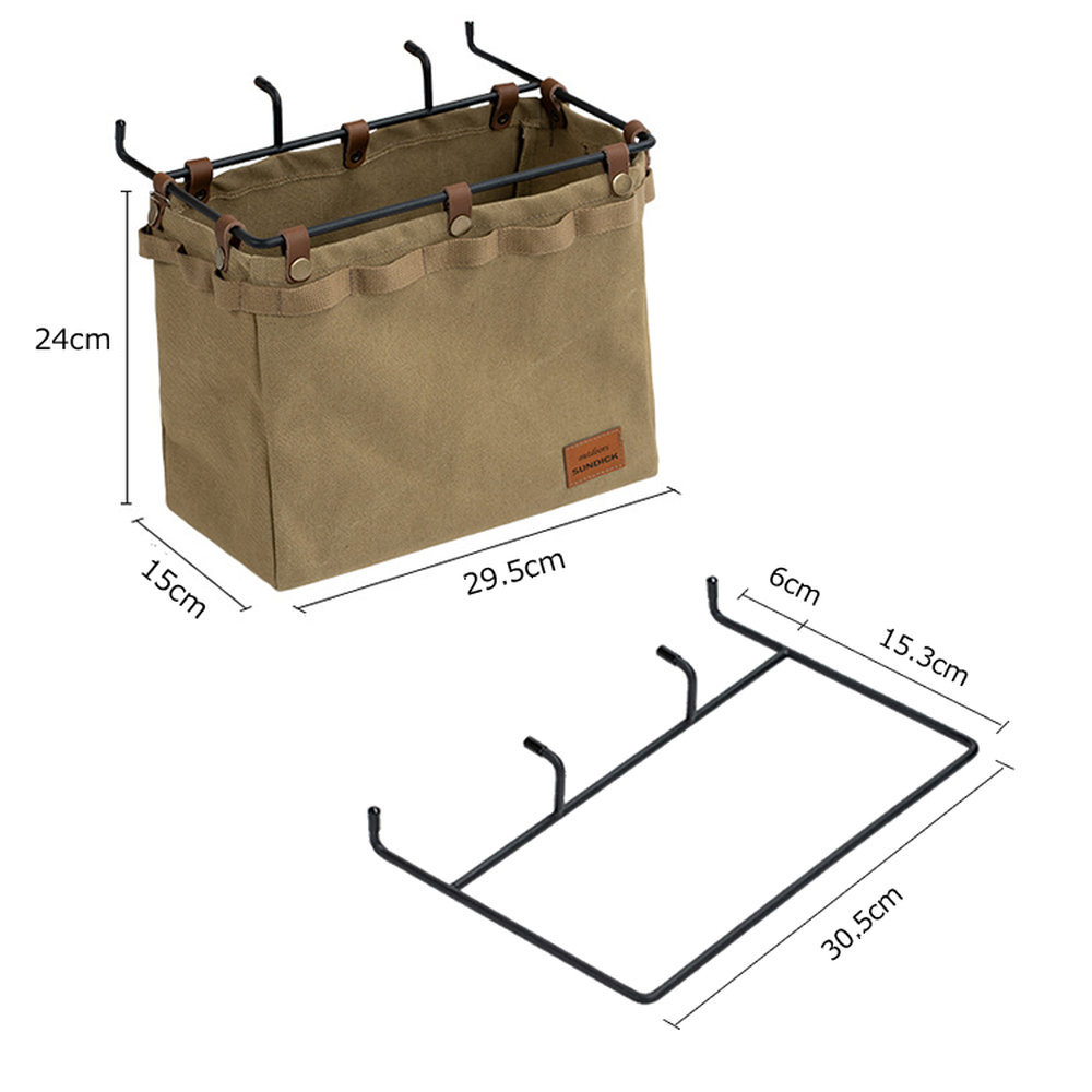 テーブルサイドバッグ 綿帆布製+メッシュバッグ 2種類 収納ラック折り畳み可能 キャンプ アウトドア バーベキュー 収納 ゴミ箱 _画像7