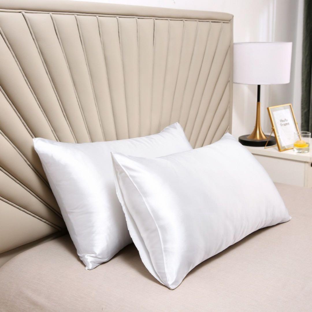 シルクサテン 白 枕カバー ホワイト ピローケース 寝具 安眠 まくらの画像5