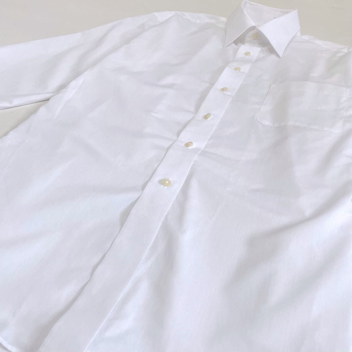 ホワイト シャツ 長袖 長袖シャツ 紳士 無地 トップス 白 ワイシャツ ドレスシャツ メンズ  L 白 ビジネスシャツ 