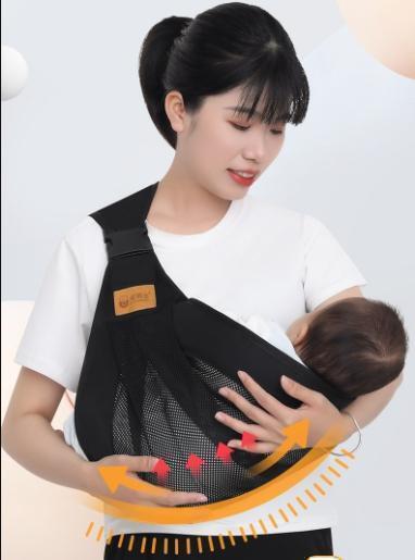 抱っこ紐 スリング メッシュ黒 ヒップシート 赤ちゃん ベビー 簡単折り畳みの画像2