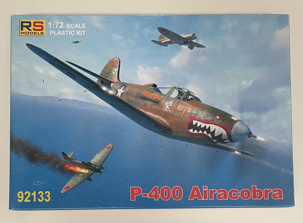 送料350円～ 希少 中袋未開封 未組立品 RSモデル 1/72 アメリカ陸軍 P-400 エアラコブラ P-39 ヌード女性のノーズアートデカール付属の画像1