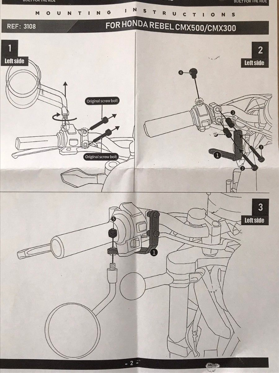 レブル250 向け　アンダーミラー加工キット（黒ラバーキャップ）