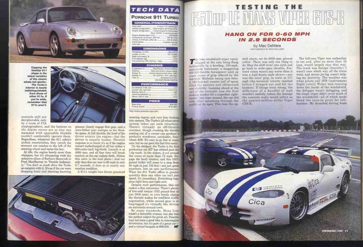 【d2012】1997年 [MOTOR TREND] Performance Cars(SPRING)／シボレーコルベット、ダッジバイパーGTS、フェラーリF355、..._画像3