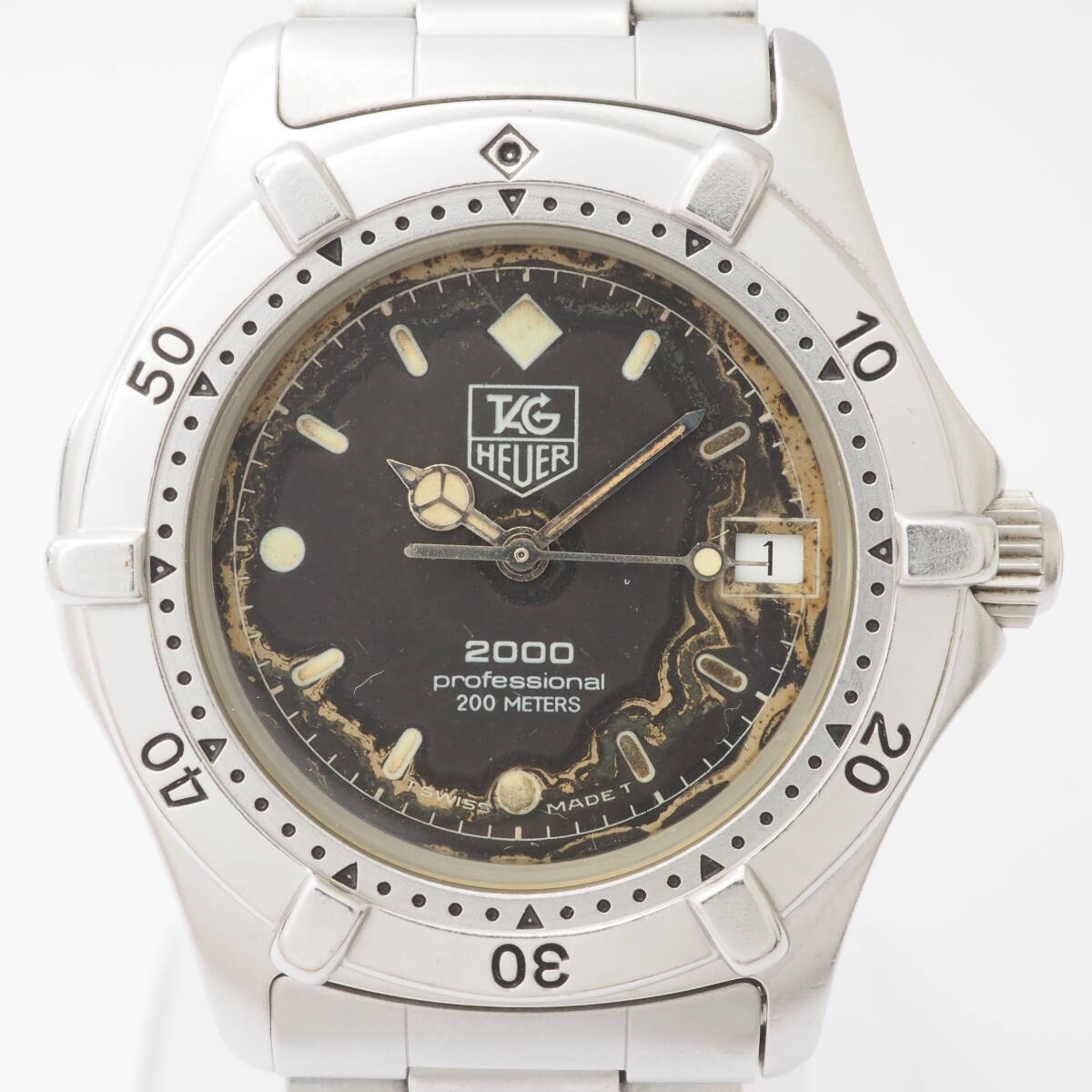 タグホイヤー 2000 プロフェッショナル デイト 200M TAG HEUER 962.013 4.95 クォーツ シルバー グレー文字盤 腕時計[1101077W20-AH7の画像1