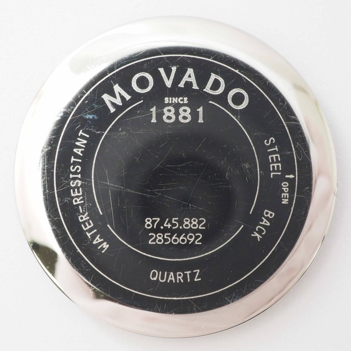 モバード ミュージアム 87.45.882 MOVADO QUARTZ クォーツ ゴールド×ブラック 黒文字盤 革ベルト ボーイズ 男女兼用 腕時計[2856692-BA8の画像6