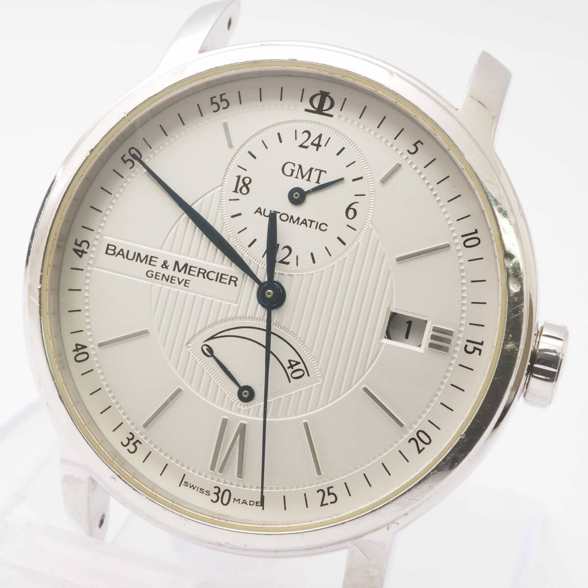 [ rare goods ] Baume&Mercier klasimaGMT power reserve 65559 BM119035 BAUME&MERCIER Date self-winding watch silver man body [4755725-BI2