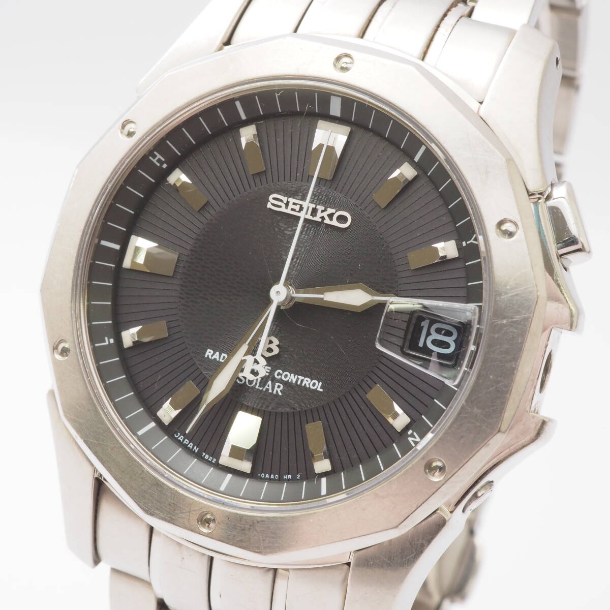 【希少品】セイコー ブライツ 7B22-0AC0 SEIKO SOLAR TITANIUM チタン デイト 電波ソーラー 黒文字盤 メンズ 腕時計[770405-AT1_画像1