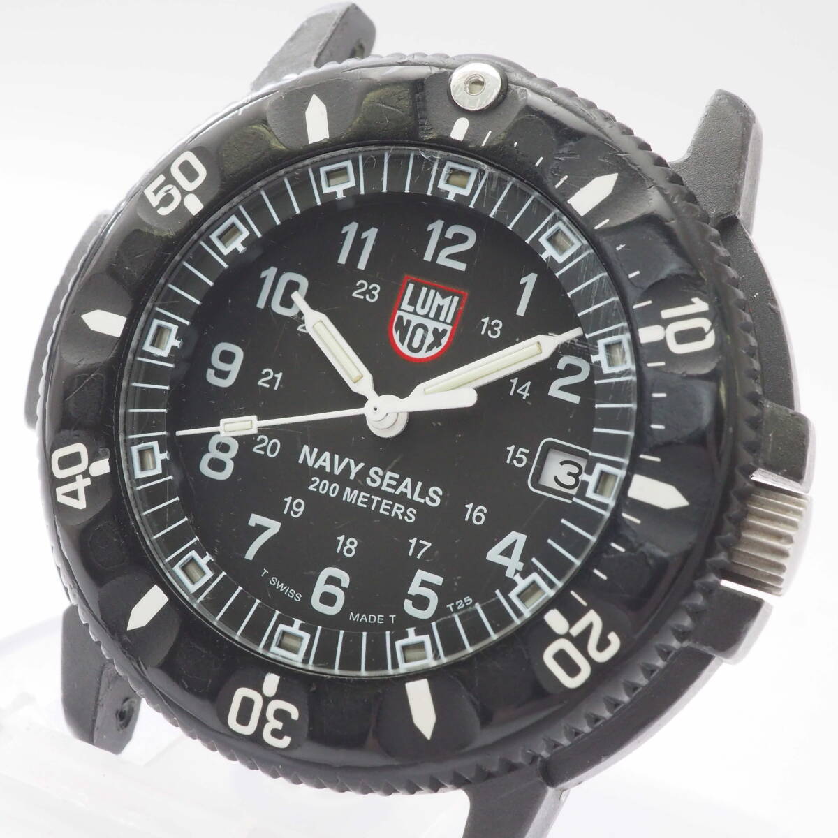 ルミノックス ネイビーシールズ 3900 LUMINOX NAVY SEALS 200M デイト SS クォーツ ブラック 黒文字盤 メンズ腕時計 フェイス[Pa1547-BL6_画像1