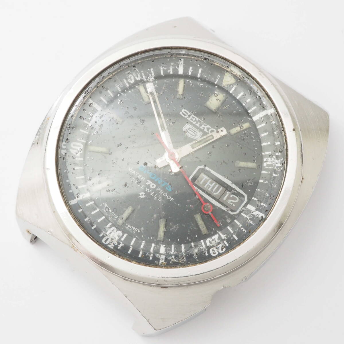 【希少品】セイコーファイブ スポーツ 6119-6020 SEIKO 5 SPORTS 21石 デイデイト SS 自動巻 黒文字盤 メンズ腕時計 フェイス[863025-AG3_画像2