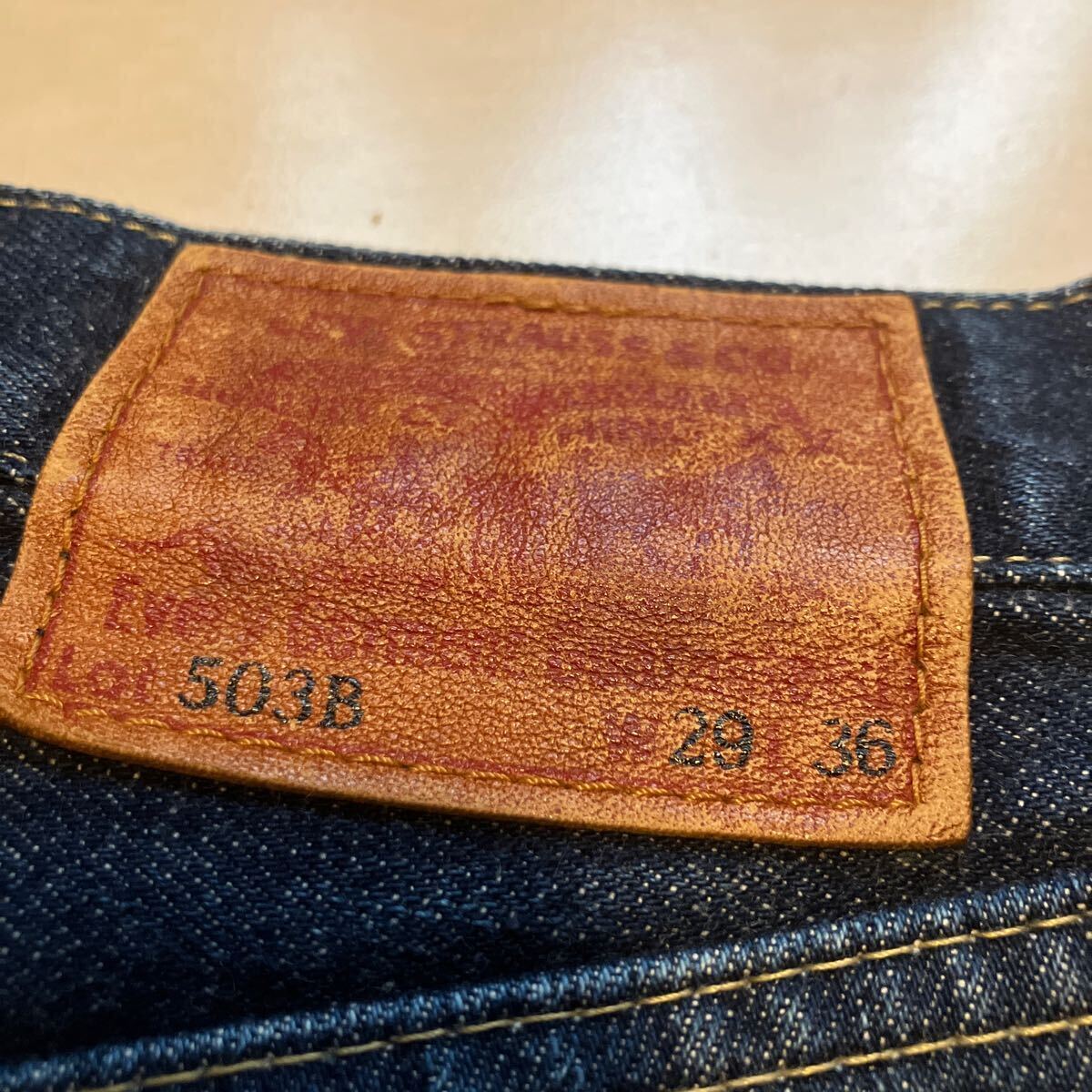 リーバイス 赤耳 LEVIS 革パッチ BIG E 濃紺 復刻　日本製_画像1