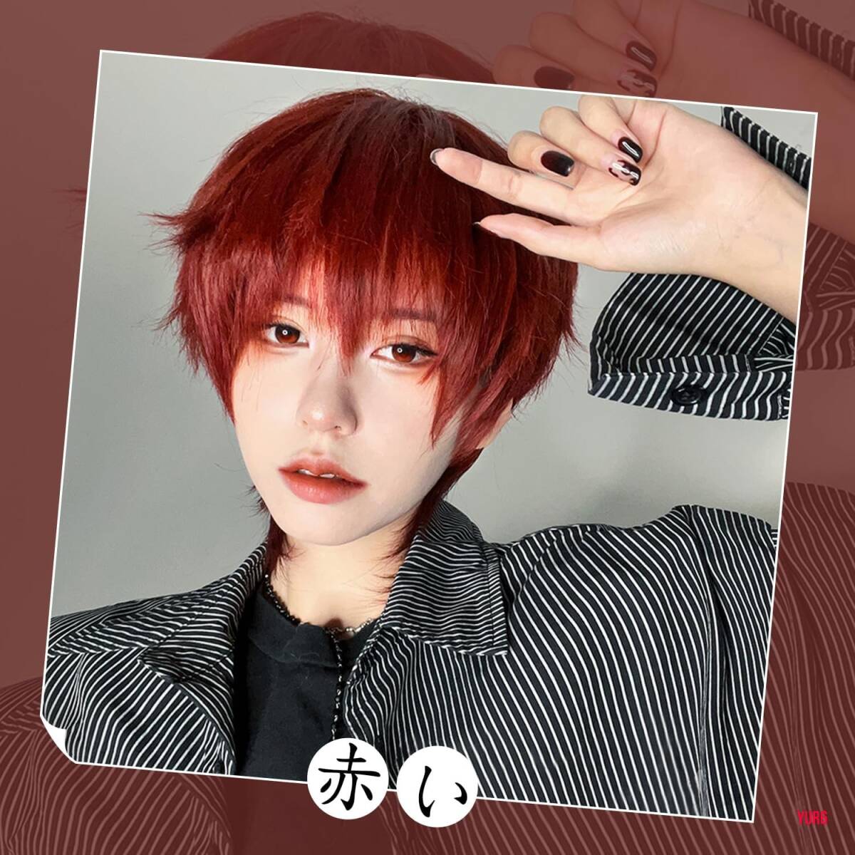  men's Short red Wolf wig full wig wig adjuster attaching heat-resisting fibre human work scalp ventilation comfortable usually using Event 