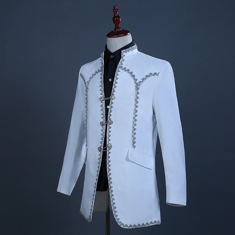  new work top and bottom 2 point set .. suit costume play clothes .. white ( white ) tuxedo stage costume outer garment trousers M L-3XL musical performance . presentation production chairmanship 