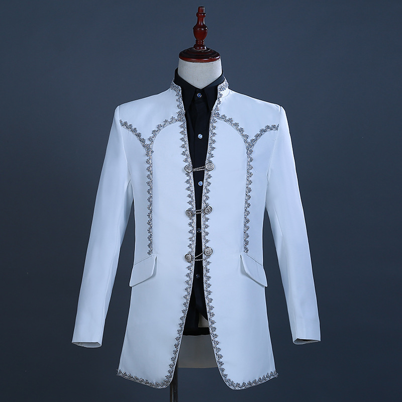 new work top and bottom 2 point set .. suit costume play clothes .. white ( white ) tuxedo stage costume outer garment trousers M L-3XL musical performance . presentation production chairmanship 