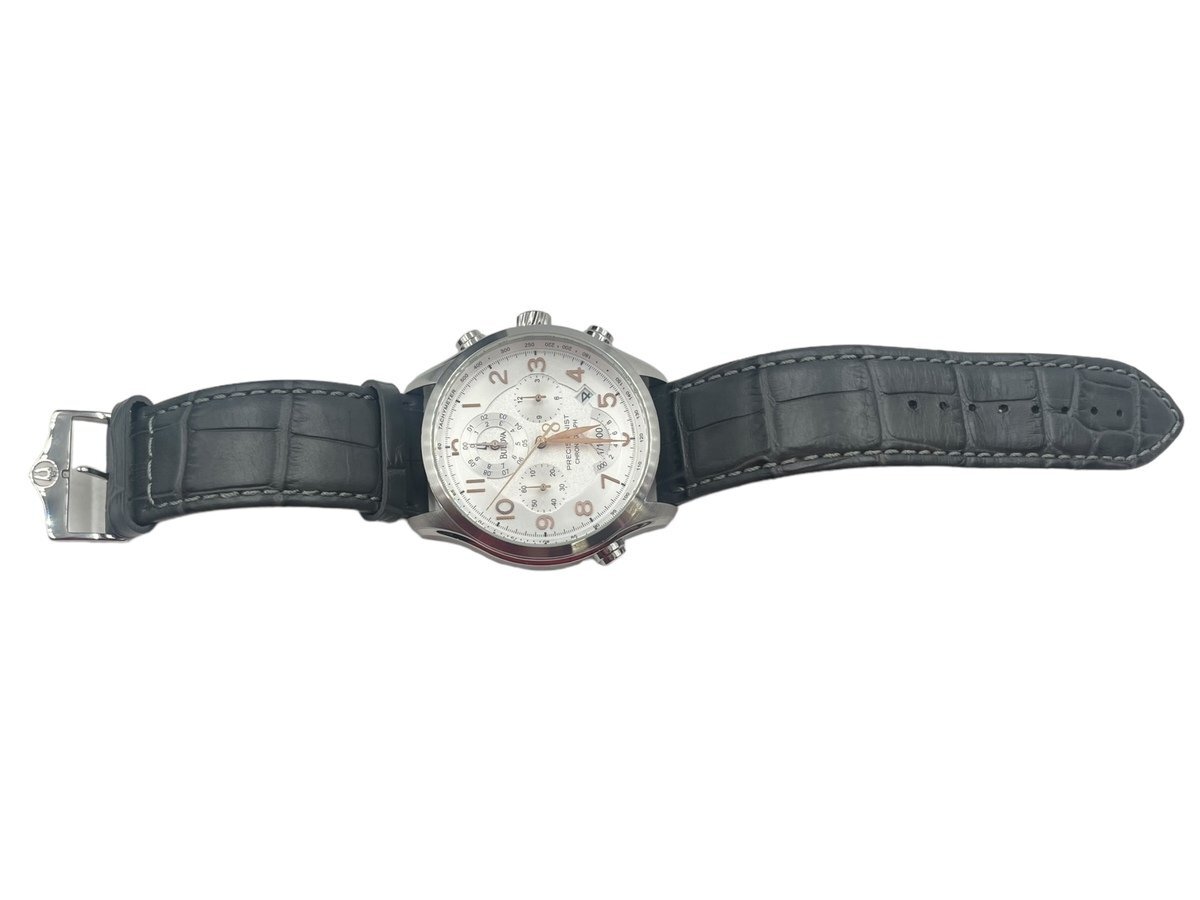 美品 BULOVA ブローバ PRECISIONIST プレシジョニスト クロノグラフ 腕時計 ホワイト文字盤 デイト 本体 ブランド 高級 コレクションの画像8
