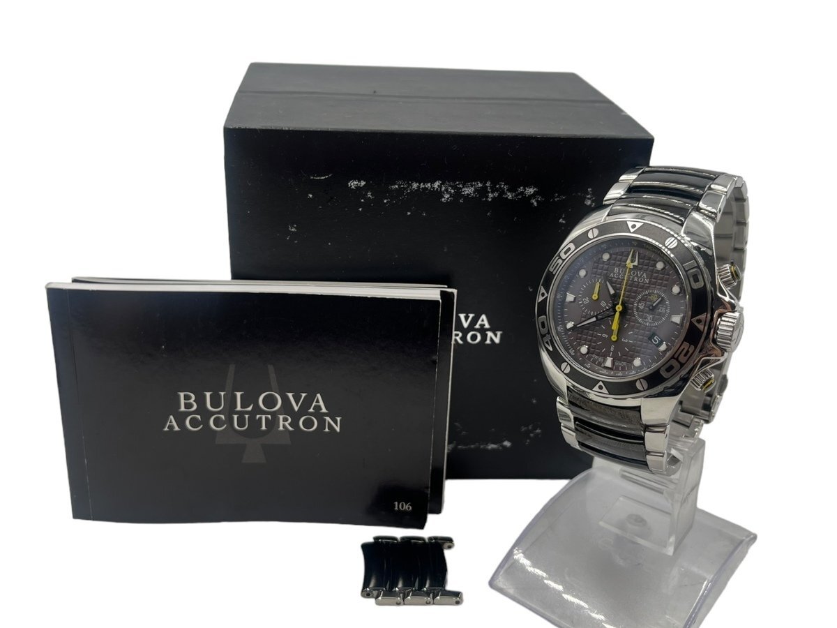 【美品】BULOVAブローバ ACCUTRON アキュトロン C964042 B1 クロノグラフ オートマチック 300M ステンレススチール 腕時計 メンズ デイト_画像1