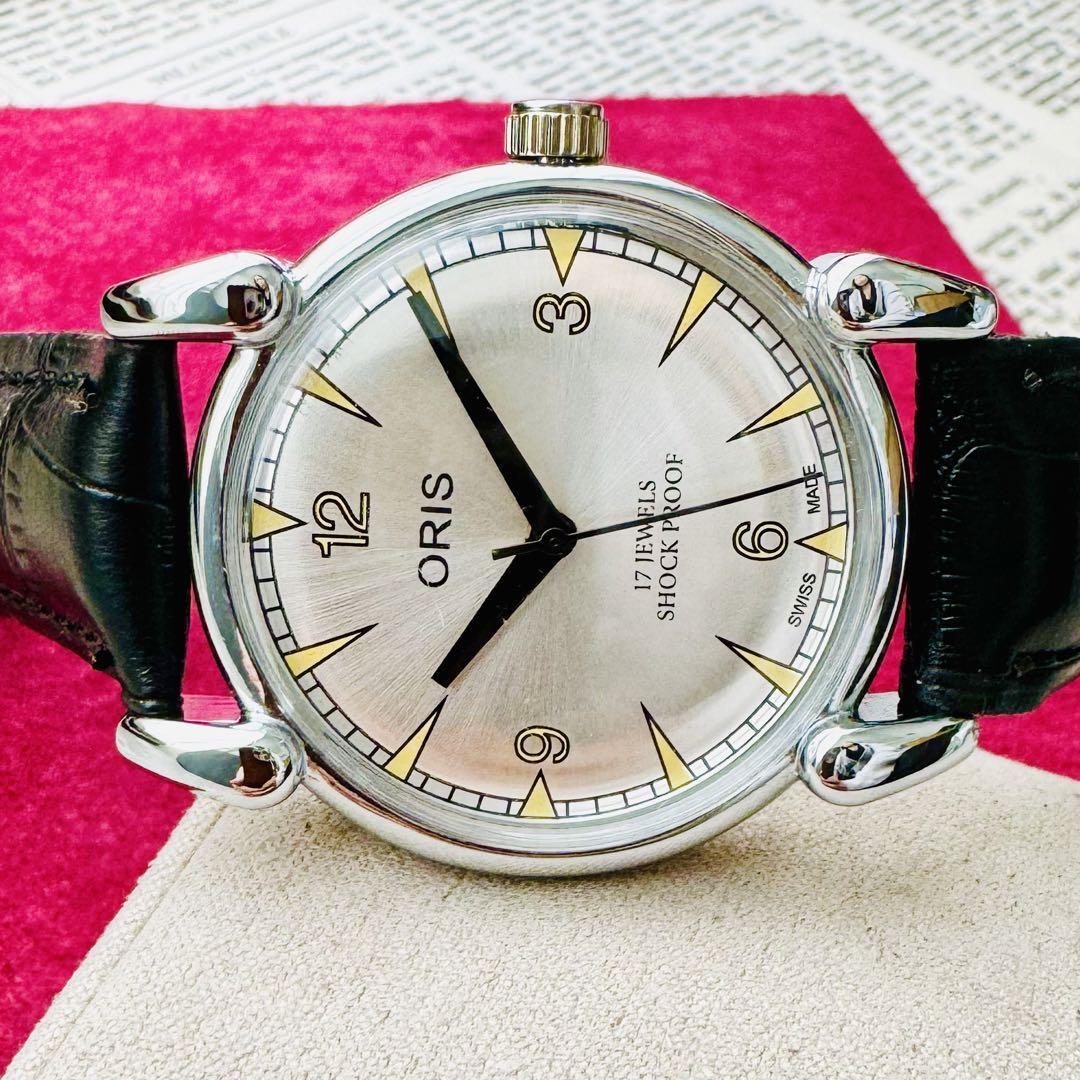 ORIS/オリス★【整備済み】超美品・稼働品/ヴィンテージ/スイス/ 17J/メンズ腕時計/アンティーク/機械式手巻き/アナログ/革ベルト150の画像3