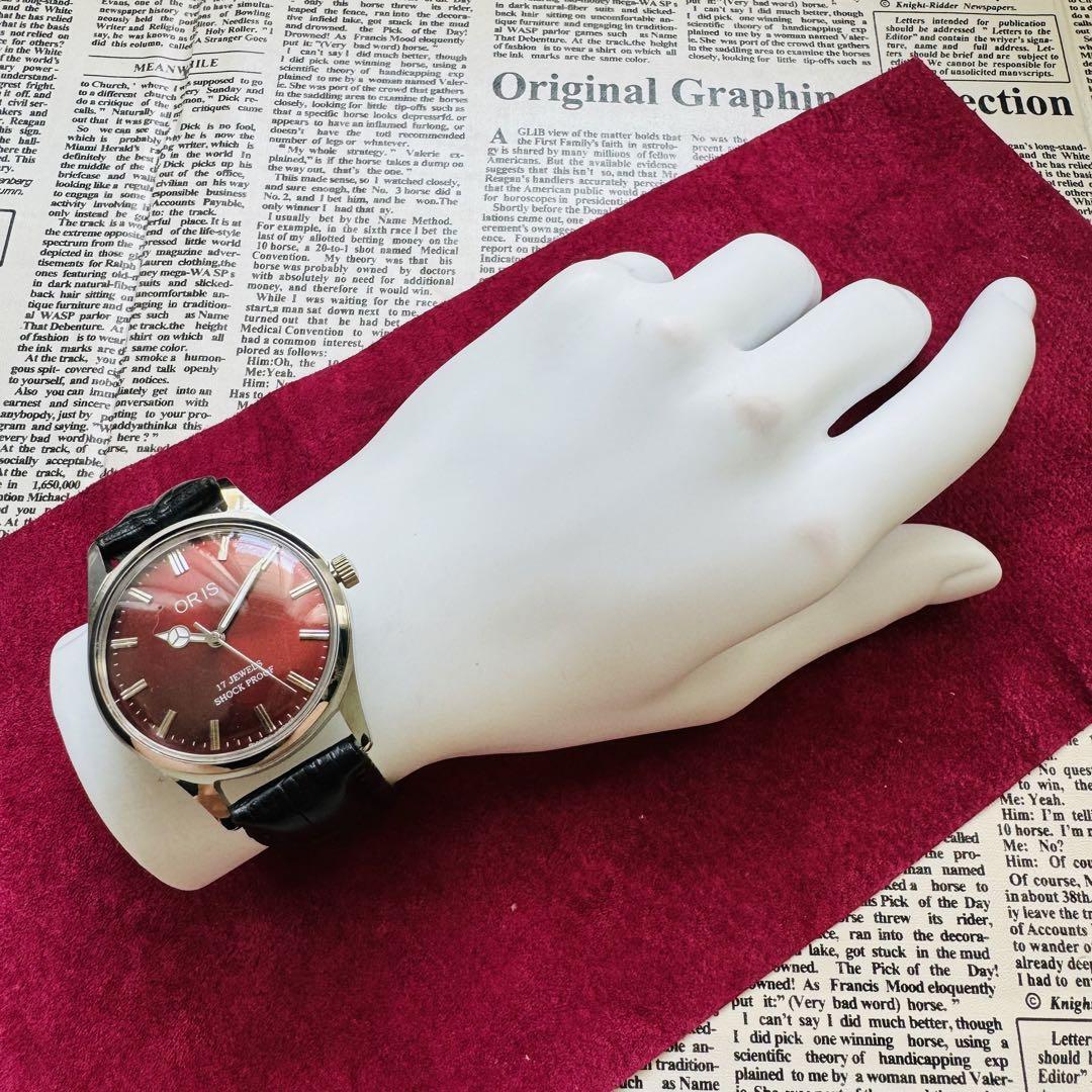 ORIS/ Oris *[ подготовлен ] очень красивый товар * работа товар / Vintage / Швейцария / 17J/ мужские наручные часы / античный / автоматический механический завод / аналог / кожа ремень 172