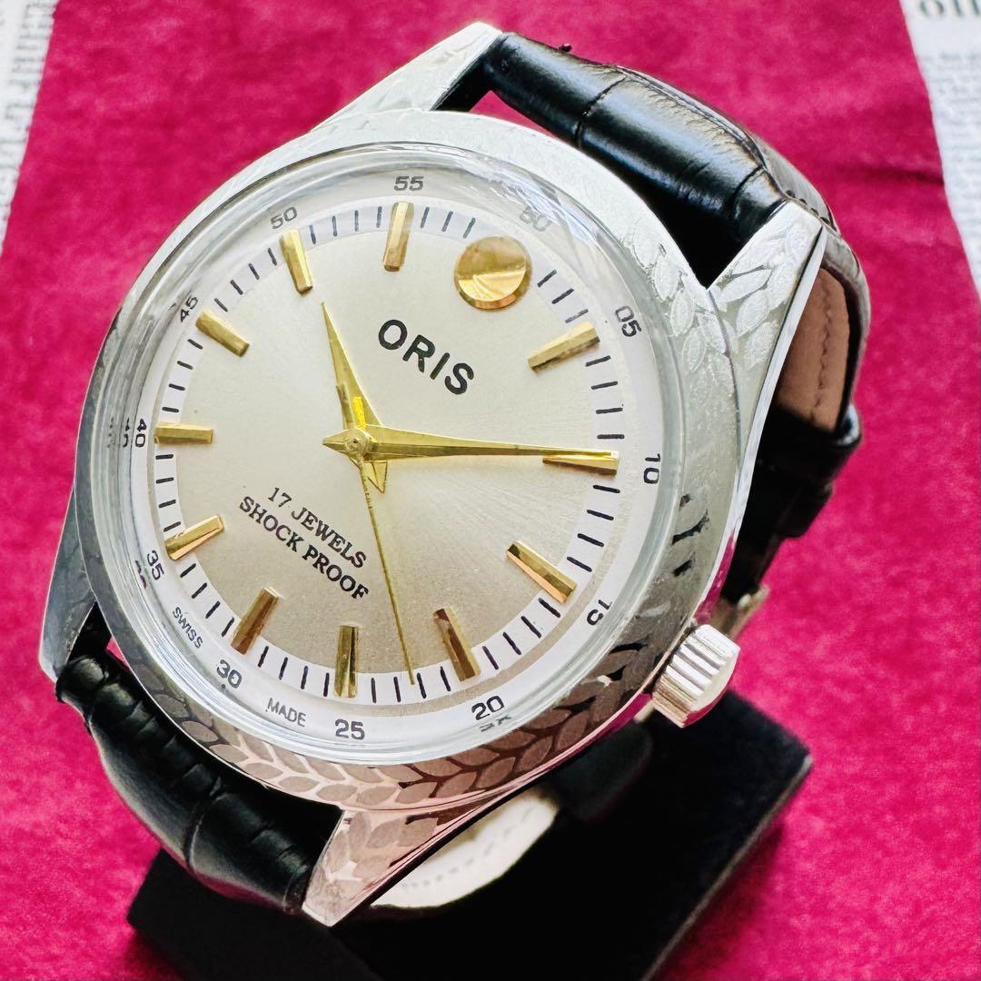 ORIS/オリス★【整備済み】超美品・稼働品/ヴィンテージ/スイス/ 17J/メンズ腕時計/アンティーク/機械式手巻き/アナログ/革ベルト182の画像9