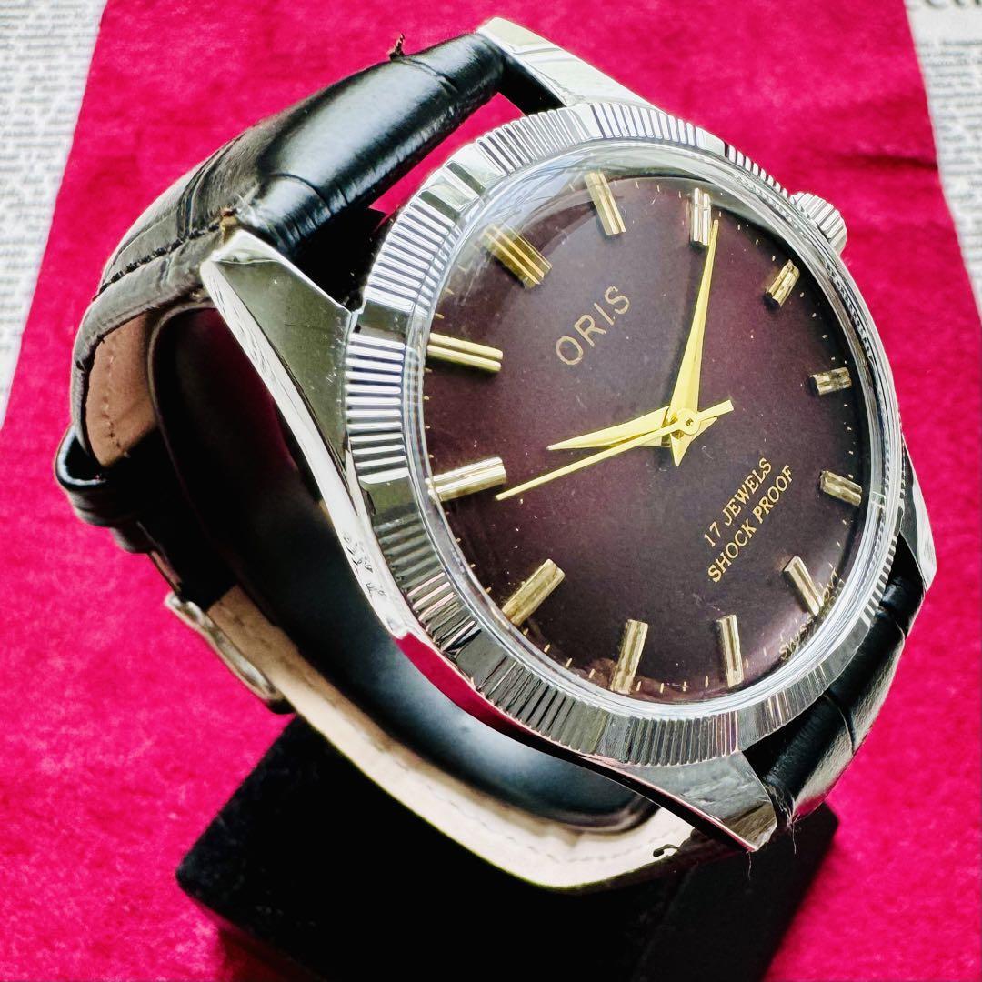 ORIS/オリス★【整備済み】超美品・稼働品/ヴィンテージ/スイス/ 17J/メンズ腕時計/アンティーク/機械式手巻き/アナログ/革ベルト200