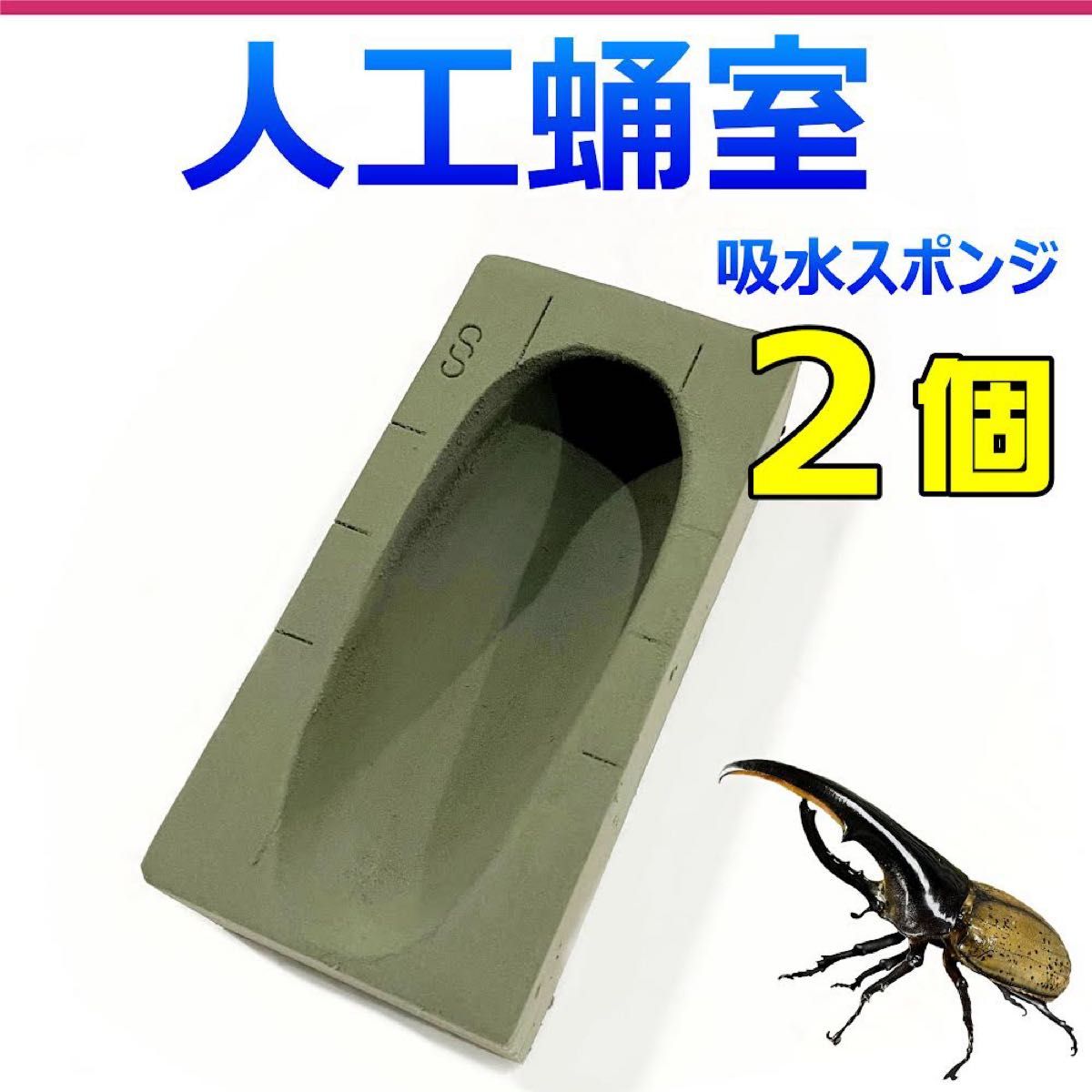 人工蛹室　吸水スポンジ 　2個　外国産カブトムシ・ヘラクレスオオカブトの前蛹・蛹の管理に最適！！