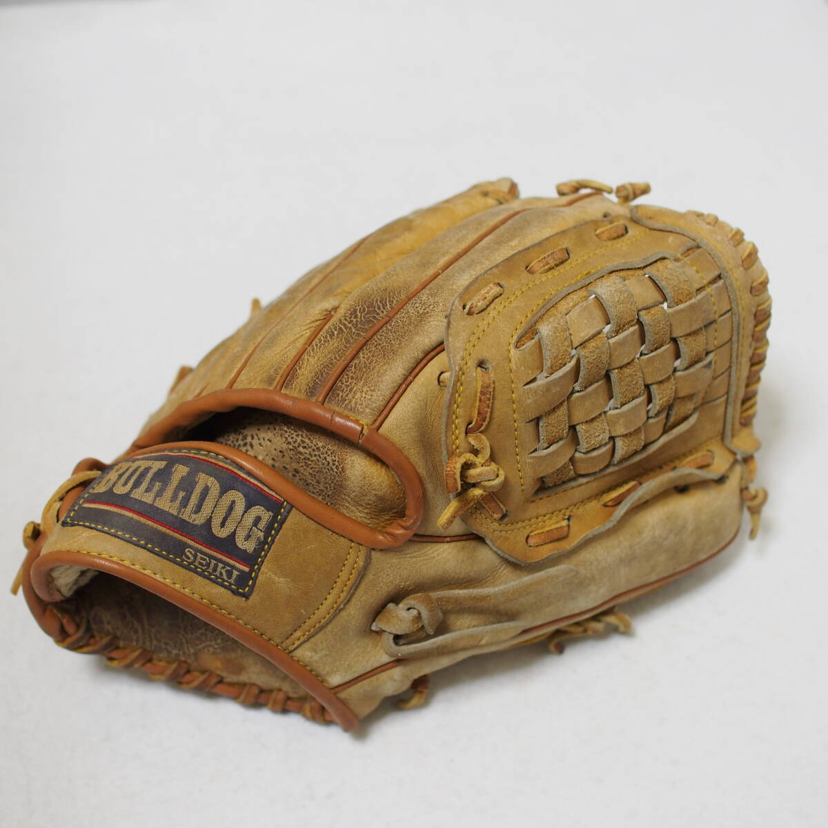 SEIKI　野球　グローブ　軟式　baseball glove BULLDOG PL-3800　ALABAMA　本革　グラブ　現状品　管理番号490-9_画像1