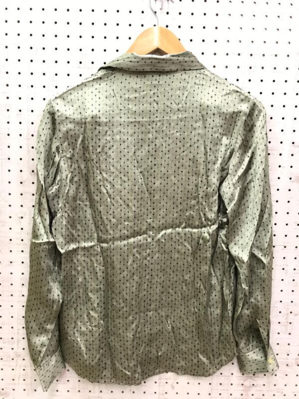 アルファニ ALFANI Macy's メイシーズ レディース オールド 90s レトロ モード 古着 シルク100％ 総柄 長袖シャツ ブラウス グレー 6号_画像4