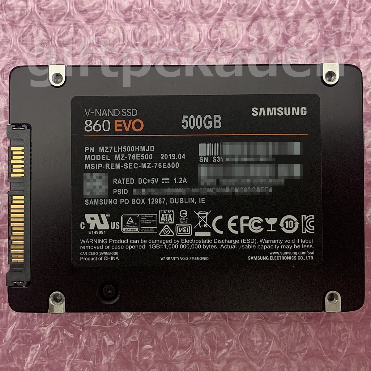 samsung MZ-76E500B/IT 17504時間 11twb sata ssd 2.5 箱有 保証なし 送料込 中古の画像2