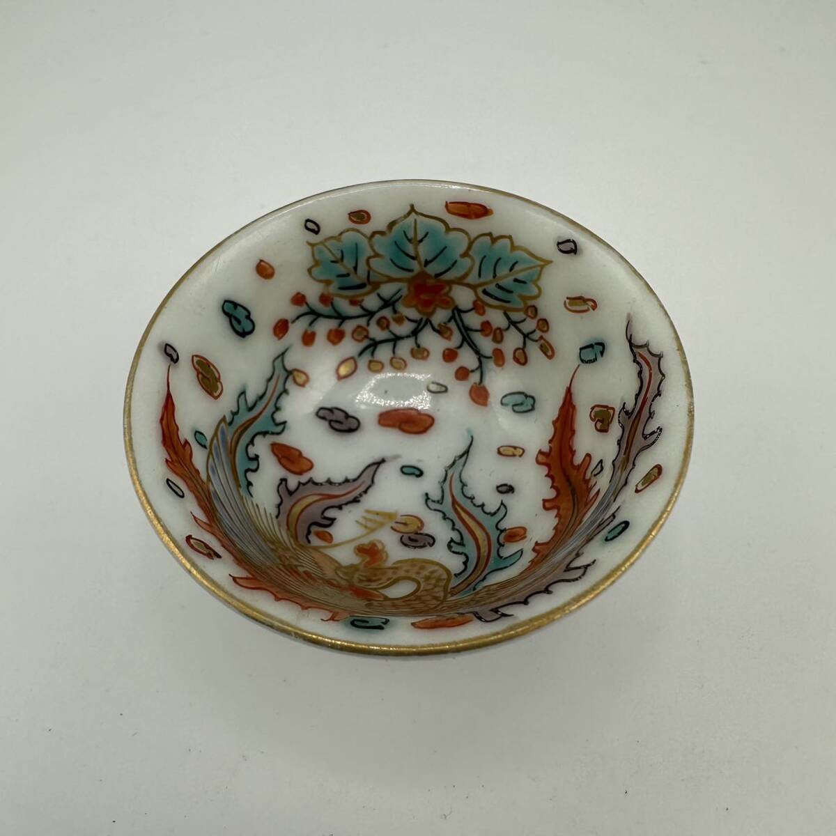  Kutani чашка саке посуда для сакэ 2 покупатель KUTANI феникс лошадь золотая краска антиквариат цветная роспись рюмка для сакэ Kutani .... керамика мир производства античный 