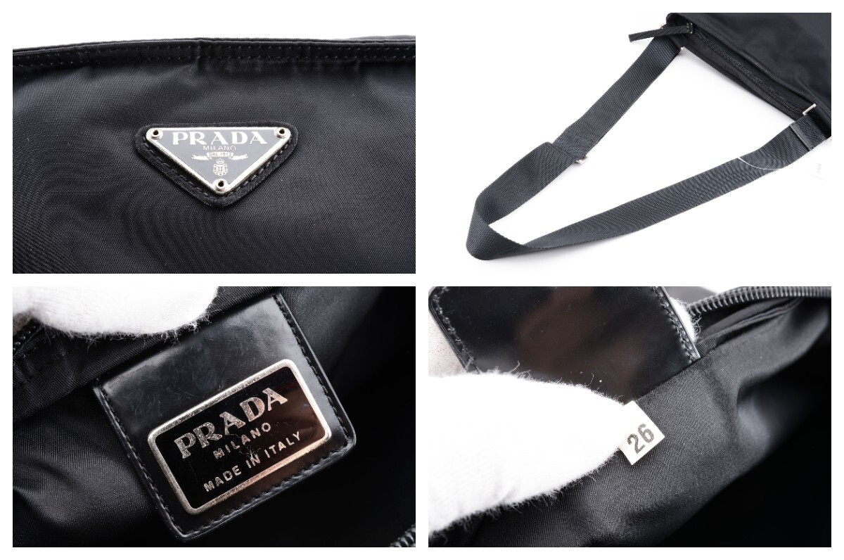 1円 PRADA プラダ テスート ナイロン リナイロン ショルダーバッグ 斜めかけ マチなし トライアングルロゴ 24-1634_画像10