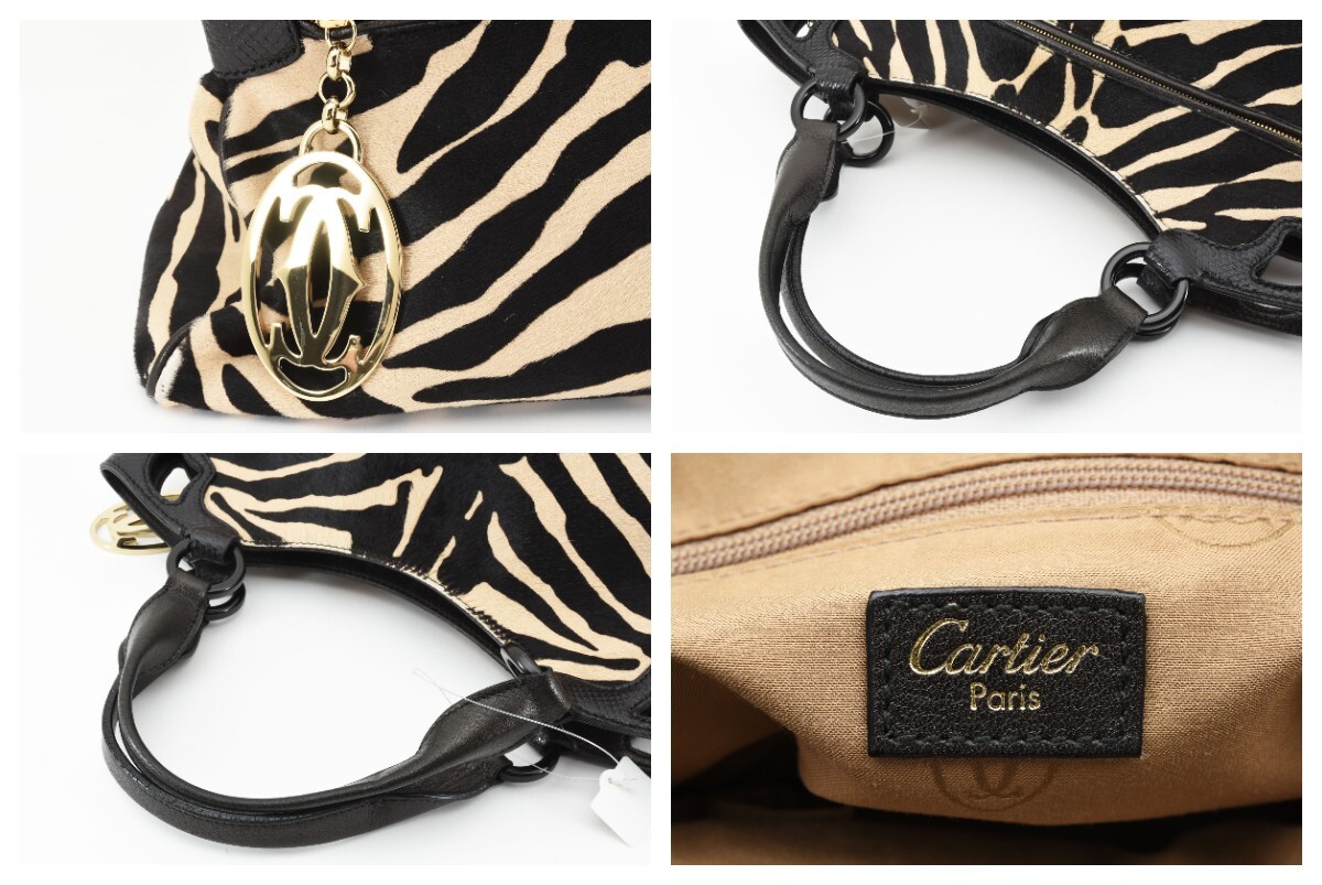 1 иен Cartier прекрасный товар Cartier maru виолончель SM - lako кожа ручная сумочка Mini большая сумка Zebra рисунок 2C Logo 24-1650