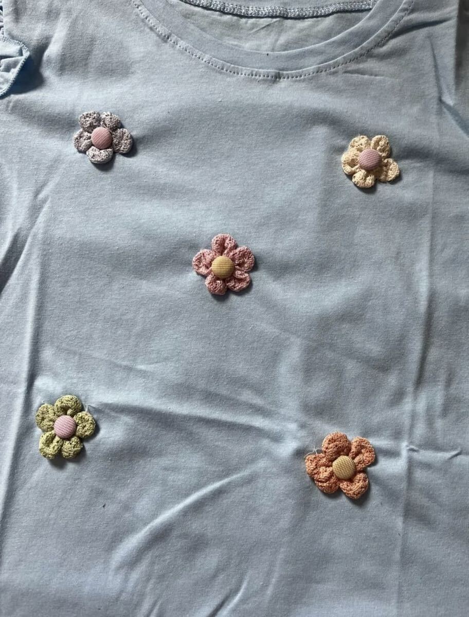 子供服 可愛い 刺繍 キッズ 半袖 Tシャツ 女の子 ベビー トップス綿100％ ブルー120cm_画像5