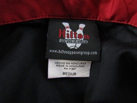 HILTON　ヒルトン　ボウリングシャツ　刺繍　プリント　Mサイズ　レッド　ブラック_画像3