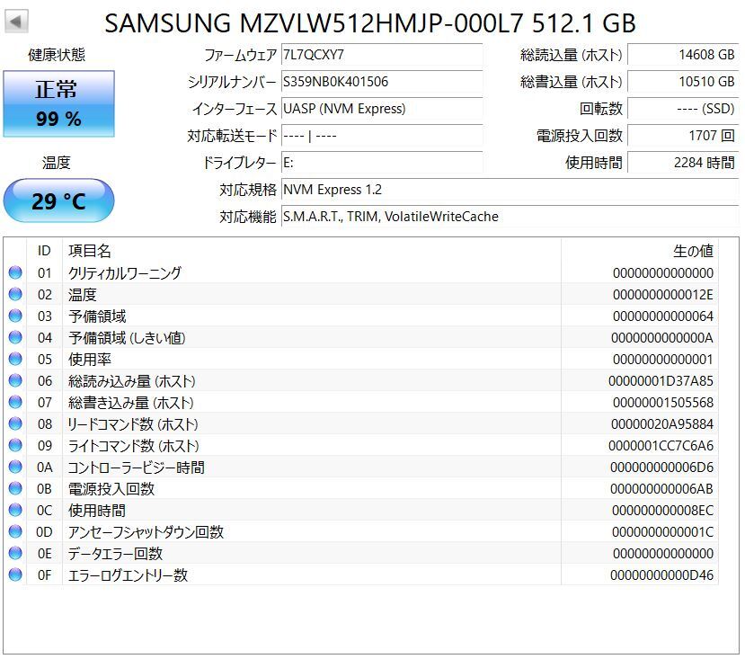 ◆◆ Samsung M.2 512GB MZVLW512HMJP ◆◆_画像2