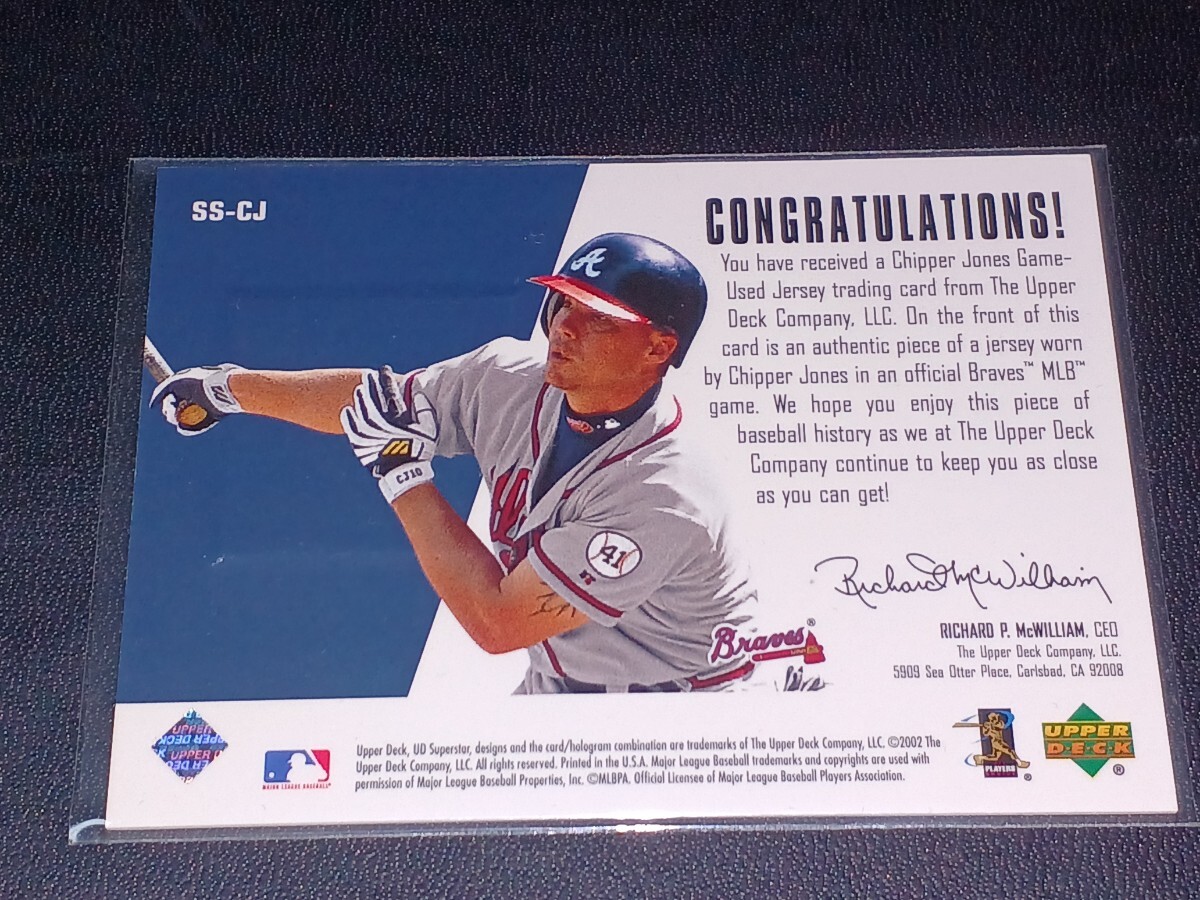 2002 Upper Deck UD Superstar Slam Chipper Jones Game-used Jersey チッパー・ジョーンズ　ブレーブス　ジャージーカード_画像2