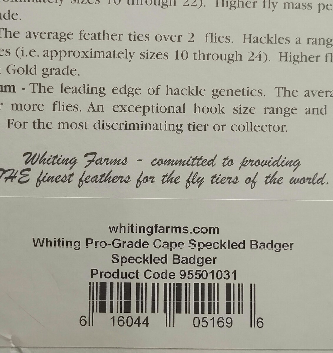 WHITING cook neck is kru specifications rudo Badger Pro grade unused 