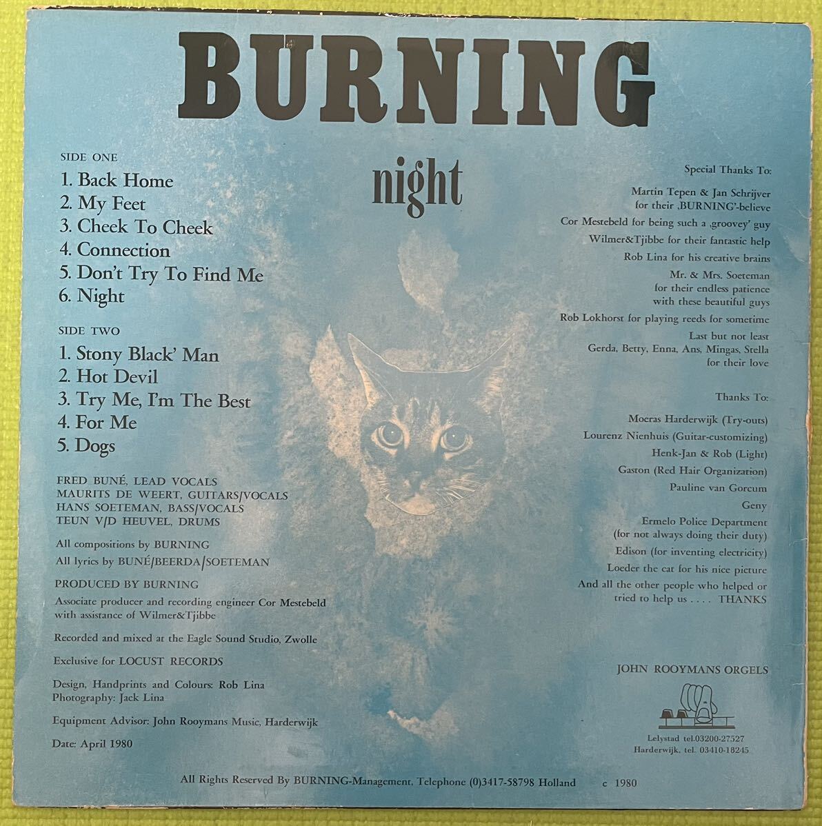 Rock break raregroove record ロック　ドラムブレイク　レアグルーブ　レコード　Burning (2) Night 1980_画像2