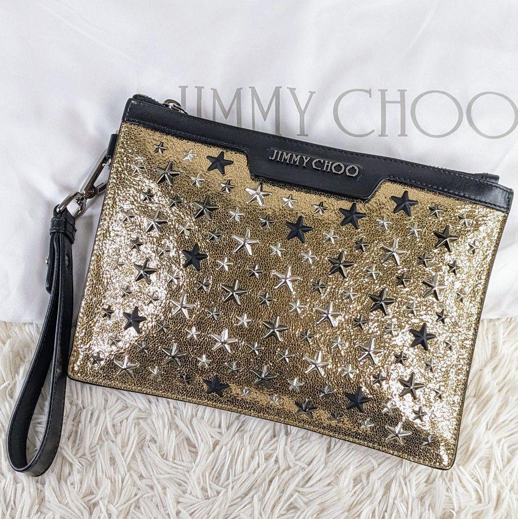 美品☆JIMMY CHOO ジミーチュウ　クラッチバッグ　セカンドバッグ　スター スタッズ　ゴールド ブラック メンズ　レディース　ユニセックス_画像10