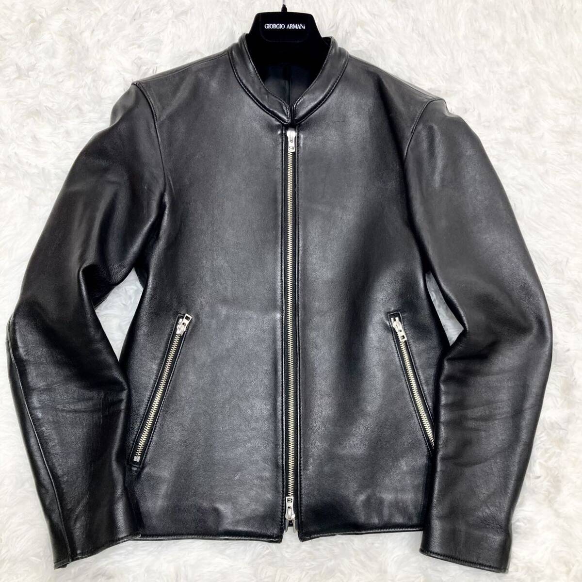 [LIDnM/lidom] size S sheep leather black sheepskin ram leather leather jacket Single Rider's black sheepskin LIDNM