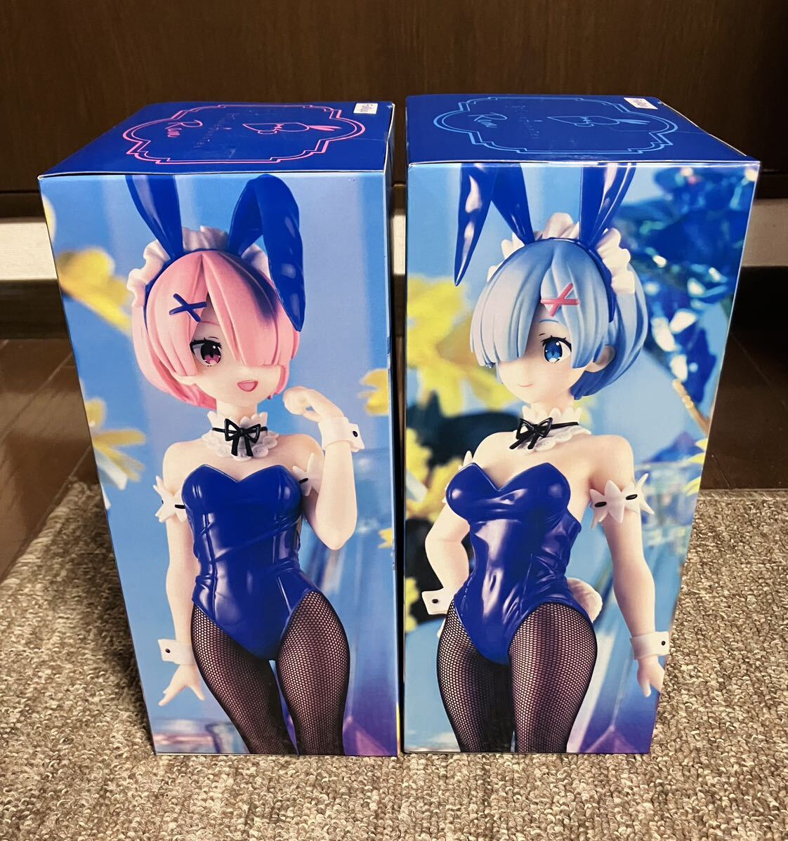 即決★ Re:ゼロから始める異世界生活 BiCute Bunnies Figure ブルーver. レム ラム フィギュア 2個 セット バニー リゼロ_画像2