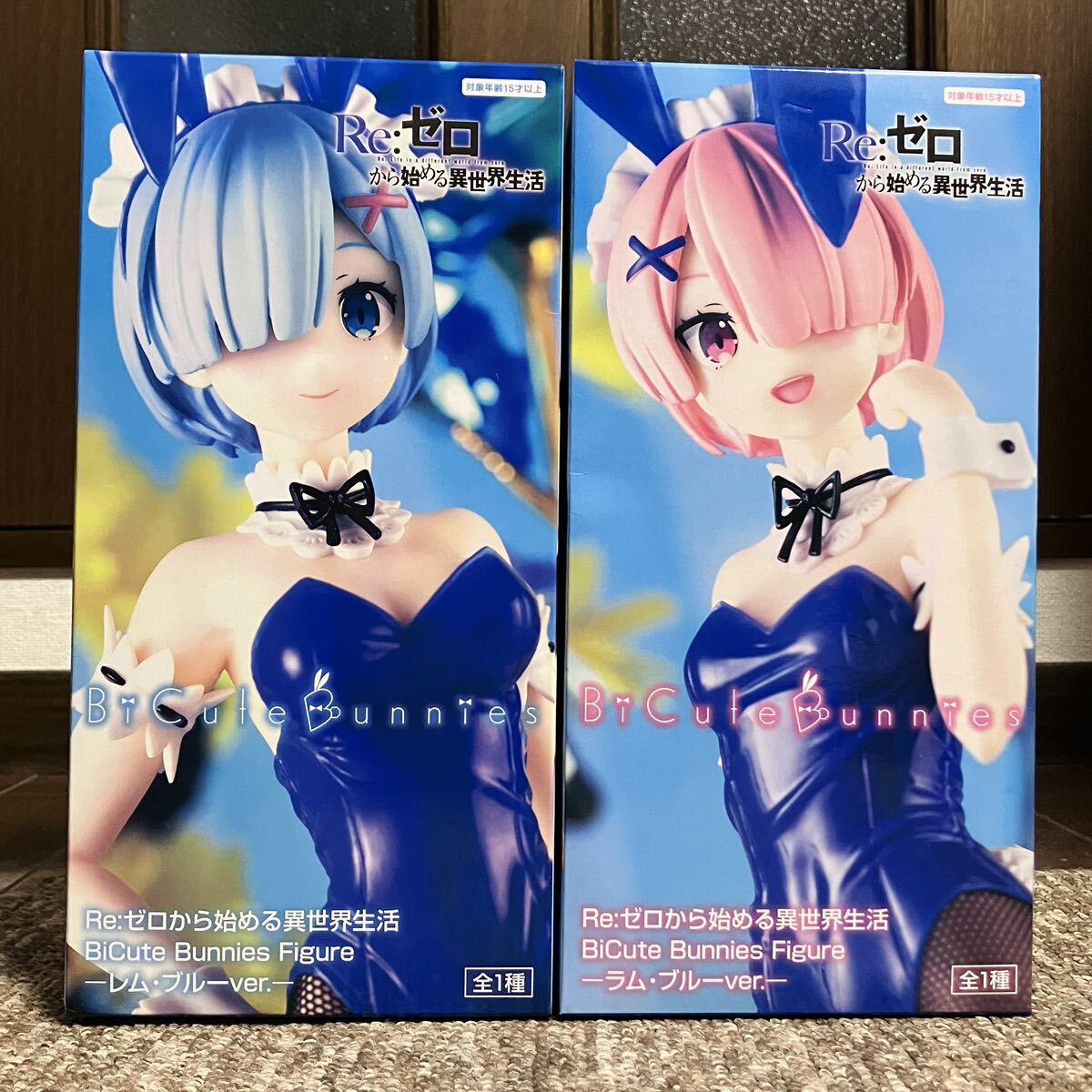 即決★ Re:ゼロから始める異世界生活 BiCute Bunnies Figure ブルーver. レム ラム フィギュア 2個 セット バニー リゼロ_画像1