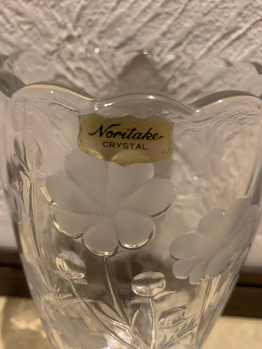 【8-0】Noritake Crystal・ノリタケ クリスタル 花瓶 フラワーベース 花入 インテリア ガラス工芸 硝子_画像2