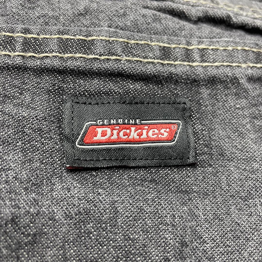 Dickies ディッキーズ w42 ブラックデニム ハーフパンツ ペインターパンツ 半ズボン 黒 極太 古着 グレーブラックジーンズ オーバーサイズ
