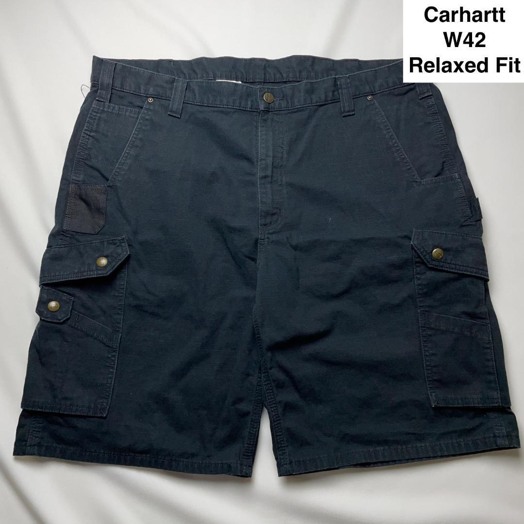 Carhartt カーハート ショートパンツ ハーフパンツ ワークパンツ カーゴパンツ w42 古着 黒 ブラック メンズ 極太 オーバーサイズ タグ