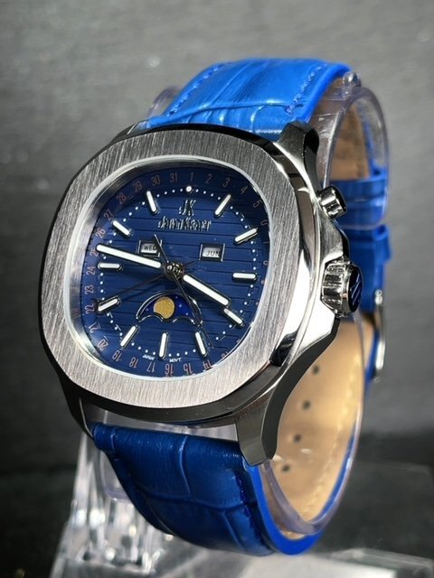 新品 JAPAN KRAFT ジャパンクラフト 正規品 クオーツ 腕時計 ビジネスウォッチ サン＆ムーン ジャパンムーブメント メンズ ブルーの画像3