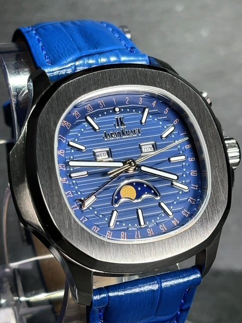 新品 JAPAN KRAFT ジャパンクラフト 正規品 クオーツ 腕時計 ビジネスウォッチ サン＆ムーン ジャパンムーブメント メンズ ブルーの画像2