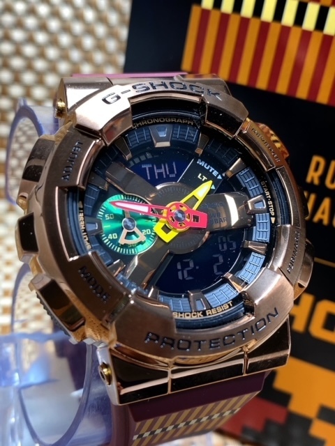 新品 カシオ CASIO Gショック G-SHOCK 八村塁 シグネチャーモデル メンズ メタルカバード ブラック＆ゴールド ラスタカラー GM-110RH-1の画像6