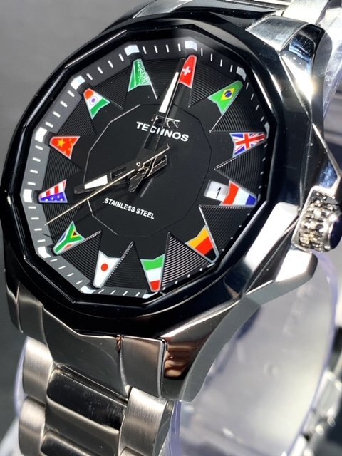 新品 テクノス TECHNOS 正規品 腕時計 アナログ腕時計 クオーツ ステンレス 3気圧防水 カレンダー ビジネス ブラック シルバー プレゼント_画像3